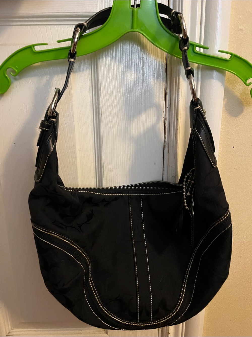 Black Coach Women's Shoulder Bag with Contrast Stitching